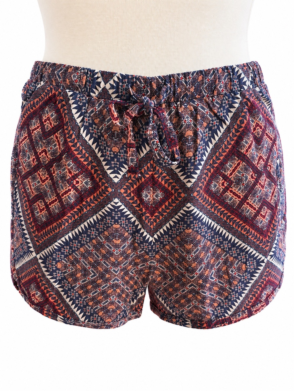 Boho Tribal Print Curved Hem Shorts Size Large PacSun Festival